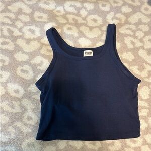 PINK Victoria's Secret Blue Fitted Crop Tank Top